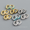 Hot Selling Fashion Jewelry S925 Sterling Silver Colorful Opal Stone Hoop Earrings
